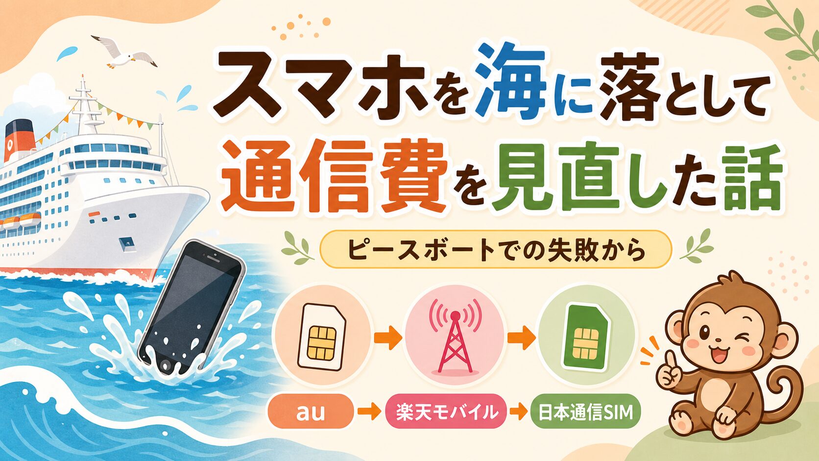スマホを海に落として通信費を見直した話