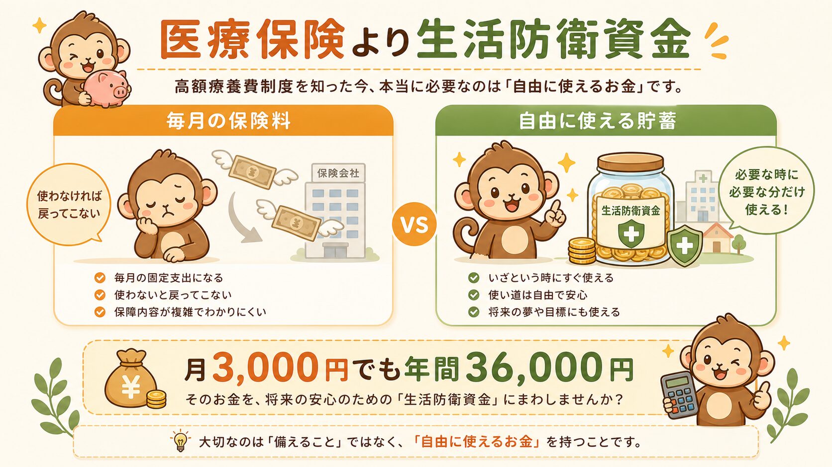 医療保険より生活防衛資金を優先する