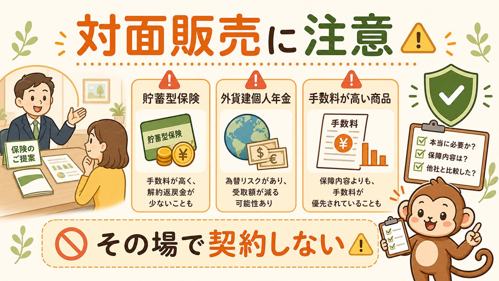 対面販売に注意