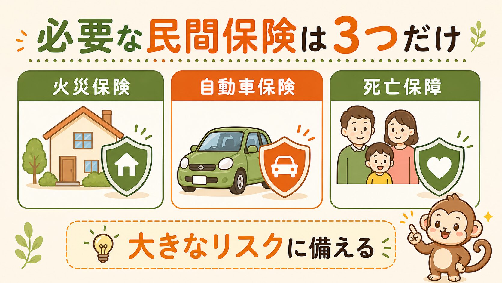 必要な民間保険は3つだけ